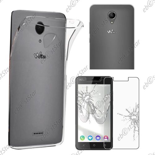 Ebeststar ® Pour Wiko Freddy - Housse Etui Coque Silicone Gel Souple Ultra Fine 0,3mm Et Invisible + Film Protection Écran En Verre Trempé, Couleur Transparent [Dimensions Precises De Votre Appareil : 143 X 71,8 X 10,6 Mm, Écran 5'']