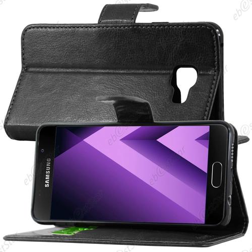 Ebeststar ®  Etui Portefeuille Housse Coque Protection Folio Book Livre Pour Samsung Galaxy A3 2017 A320f, Couleur Noir [Dimensions Precises De Votre Appareil : 135,4 X 66,2 X 7,9 Mm, Écran 4.7'']