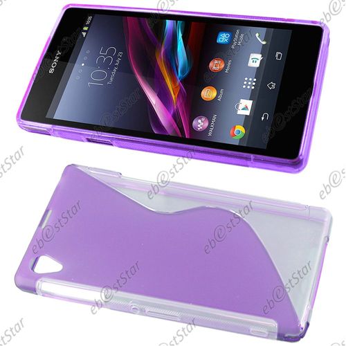Ebeststar ®  Coque S-Line Silicone Gel Motif Vague Housse Etui Protection Souple Pour Sony Xperia Z1 L39h, Sony C6906, Couleur Violet [Dimensions Precises De Votre Appareil : 144 X 74 X 8,5 Mm, Écran 5'']