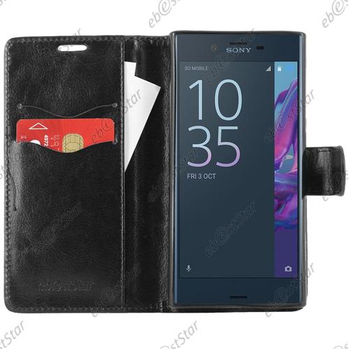 Ebeststar ® Housse Portefeuille Coque Etui Protection Folio Pour Sony Xperia Xz, Xz Dual, Couleur Noir [Dimensions Precises De Votre Appareil : 146 X 72 X 8,1 Mm, Écran 5.2'']