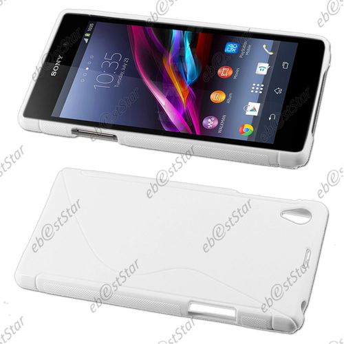 Ebeststar ®  Coque S-Line Silicone Gel Motif Vague Housse Etui Protection Souple Pour Sony Xperia Z1 L39h, Sony C6906, Couleur Blanc [Dimensions Precises De Votre Appareil : 144 X 74 X 8,5 Mm, Écran 5'']