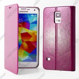 Ebeststar ® Pour Samsung Galaxy S5 G900f Et S5 New G903f Neo - Housse Coque Etui Portefeuille Folio Book Livre Pu Cuir, Couleur Rose [Dimensions Precises De Votre Appareil : 142 X 72,5 X 8,1 Mm, Écran 5.1'']
