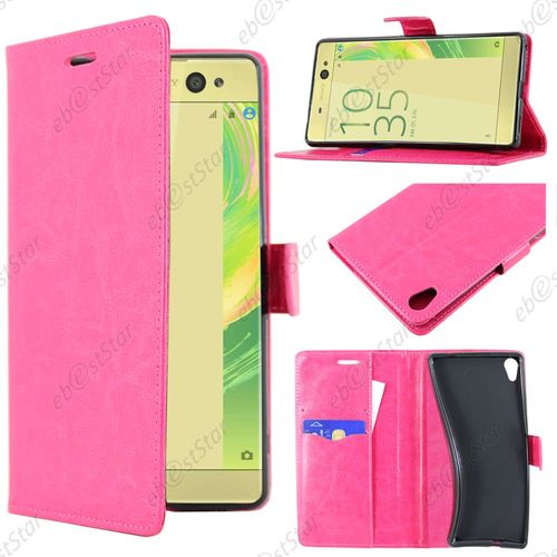 Ebeststar ® Pour Sony Xperia Xa Ultra, Xa Ultra Dual - Housse Coque Etui Portefeuille Support Folio Simi Cuir, Couleur Rose [Dimensions Precises De Votre Appareil : 164 X 79 X 8,4 Mm, Écran 6'']