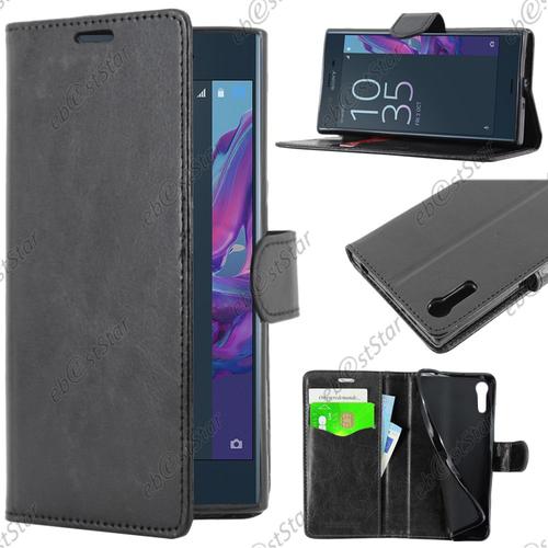 Ebeststar ® Pour Sony Xperia Xz, Xz Dual - Housse Coque Etui Portefeuille Support Folio Simi Cuir, Couleur Noir [Dimensions Precises De Votre Appareil : 146 X 72 X 8,1 Mm, Écran 5.2'']