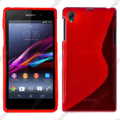 Ebeststar ® Pour Sony Xperia Z1 L39h, Sony C6906 - Housse Etui Coque Silicone Gel Motif S-Line Protection Souple, Couleur Rouge [Dimensions Precises De Votre Appareil : 144 X 74 X 8,5 Mm, Écran 5'']