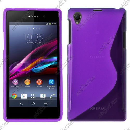 Ebeststar ® Pour Sony Xperia Z1 L39h, Sony C6906 - Housse Etui Coque Silicone Gel Motif S-Line Protection Souple, Couleur Violet [Dimensions Precises De Votre Appareil : 144 X 74 X 8,5 Mm, Écran 5'']
