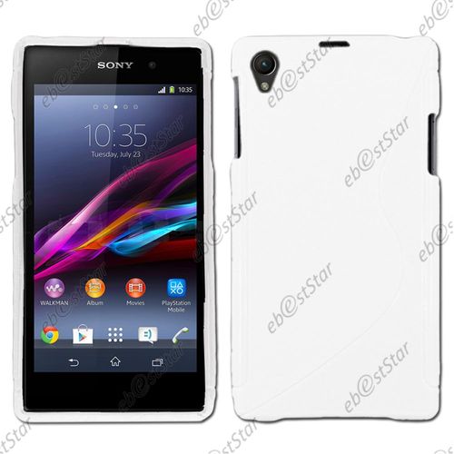 Ebeststar ® Pour Sony Xperia Z1 L39h, Sony C6906 - Housse Etui Coque Silicone Gel Motif S-Line Protection Souple, Couleur Blanc [Dimensions Precises De Votre Appareil : 144 X 74 X 8,5 Mm, Écran 5'']