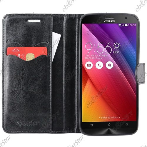 Ebeststar ® Housse Portefeuille Coque Etui Protection Folio Pour Asus Zenfone 2 Ze551ml, Couleur Noir [Dimensions Precises De Votre Appareil : 152,5 X 77,2 X 10,9 Mm, Écran 5.5'']