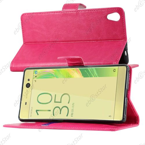 Ebeststar ®  Etui Portefeuille Housse Coque Protection Folio Book Livre Pour Sony Xperia Xa Ultra, Xa Ultra Dual, Couleur Rose [Dimensions Precises De Votre Appareil : 164 X 79 X 8,4 Mm, Écran 6'']