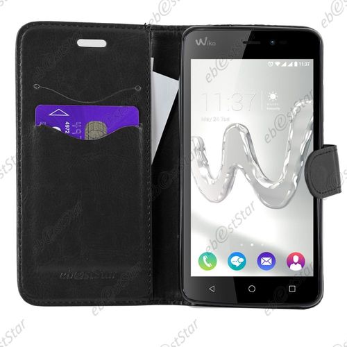 Ebeststar ® Housse Portefeuille Coque Etui Protection Folio Pour Wiko Freddy, Couleur Noir [Dimensions Precises De Votre Appareil : 143 X 71,8 X 10,6 Mm, Écran 5'']