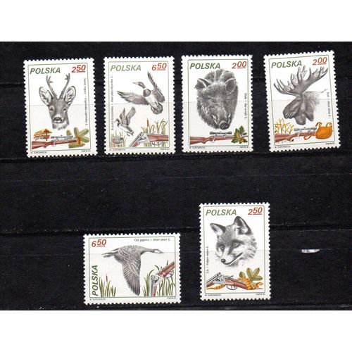 Pologne- Série De 6 Timbres Neufs- Gibiers: Chasse Et Fusils