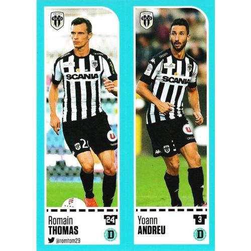 N°12 / N°13 - Angers - Romain Thomas / Yoann Andreu - Stickers Image Panini Foot 2016 / 2017