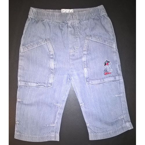 Jean Snoopy Taille Élastiquée Coton Garçon 12 Mois Bleu