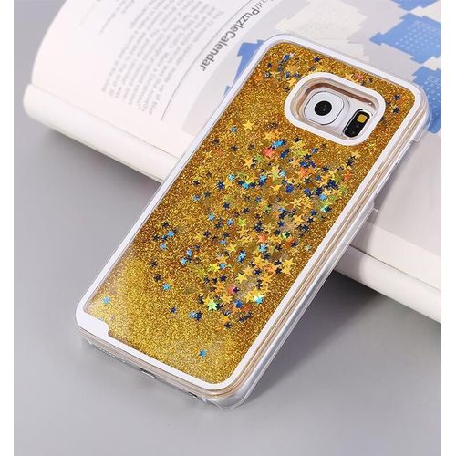 Coque Case Liquide Samsung Galaxy S7 Edge Or Gold Pailette Etoile Bling Diamond