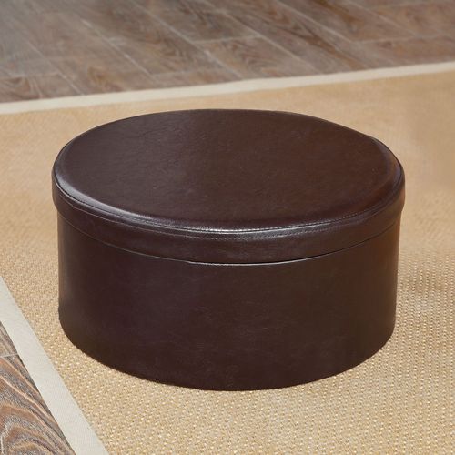 Sobuy® Fss67-Br Cube Pouf Coffre De Rangement Rond En Pu Cuir - Café