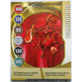 Carte Métalique Bakugan N° 10/48e Dragonoid  2008 Rouge