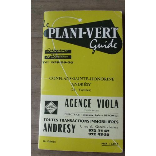 Plani-Vert Guide : Conlans-Sainte-Honorine - Andrésy ( 78 Yvelines): Nombreuses Publicités À L'intérieur