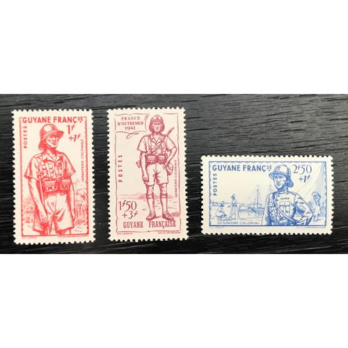 Lot De 3 Timbres Neufs* Guyane 1941