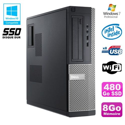 PC DELL Optiplex 390 DT G2020 DVD Ram 8Go DDR3 Disque 480Go SSD Wifi HDMI Win 7