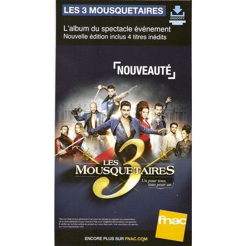 Plv Cartonnée Rigide 14x25cm Comédie Musicale Les 3 Mousquetaires Damien Sargue 2016 Fnac