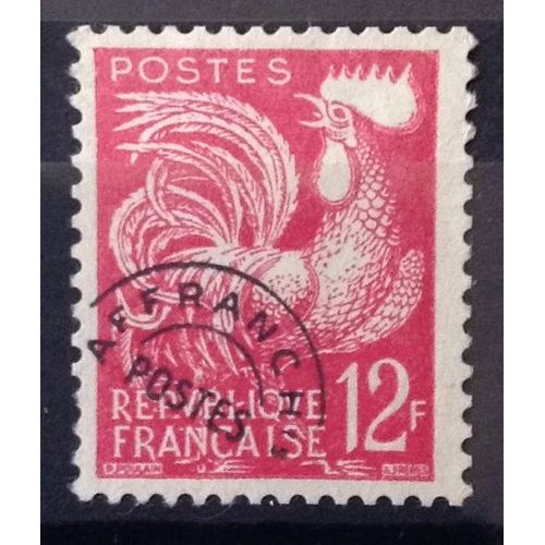 France - Préoblitéré Coq 12f Rouge Carminé (Joli N° 111) Obl - Année 1953 - N11862