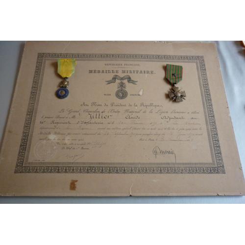 Diplome Medaille Militaire Avec Ses 2 Medailles