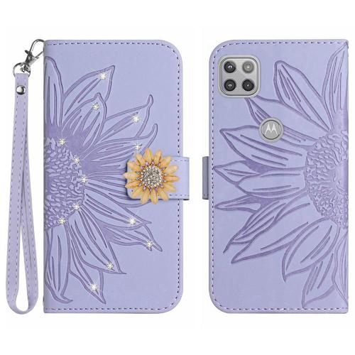 Étui Pour De Téléphone Électrique Motorola Moto G9 Titulaire De La Carte Coque En Tpu Antichoc Carte De Crédit Portefeuille Flip Couverture En Cuir Pu - Violet Clair