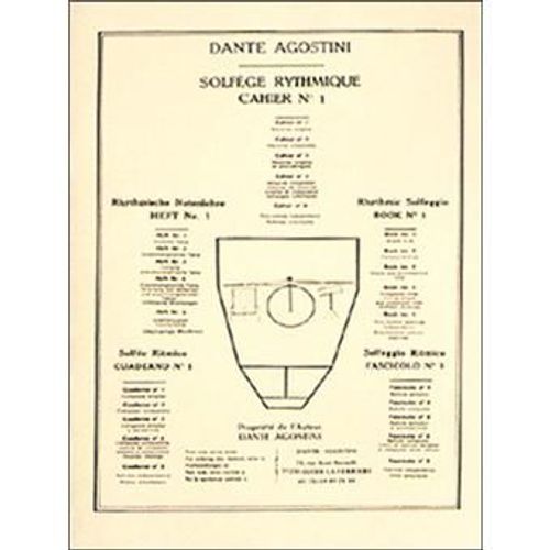 Solfège Rythmique - Cahier N° 1 De Dante Agostini 1972