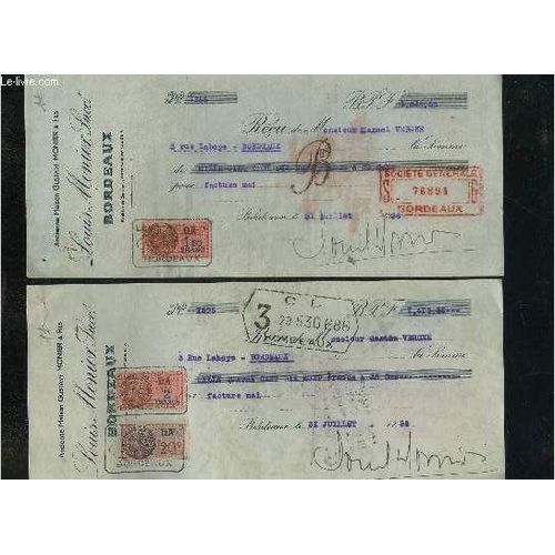Lot De 2 Mandats De Louis Monier Ancienne Maison Gustave Monier & Fils - Datant De 1936 Et 1938 - Destinee A Monsieur Vergne.