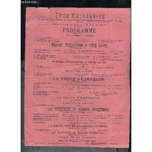 Un Programme De Une Page : Fete Recreative Donnee Par Les Eleves Des Soeurs De L'immaculee Conception De Ste Croix Dimanche 14 Mai A 7h 1/2 Du Soir - Madame Beaucordon À Rêvé Chats - La ...