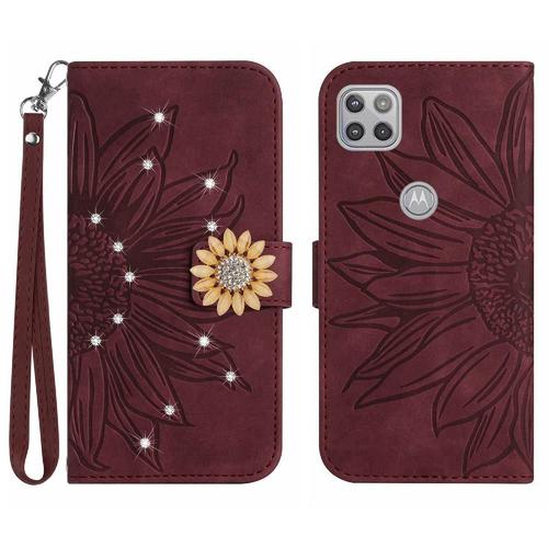 Étui Pour De Téléphone Électrique Motorola Moto G9 Carte De Crédit Portefeuille Flip Coque En Tpu Antichoc Couverture En Cuir Pu Titulaire De La Carte - Le Brun