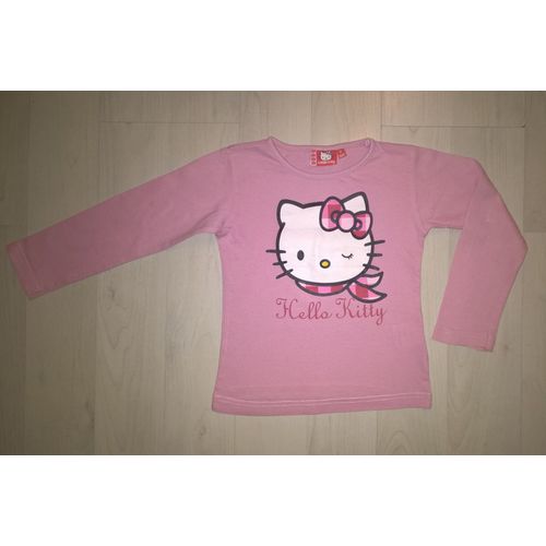 T-Shirt Hello Kitty Manches Longues Coton Fille 4 Ans Rose