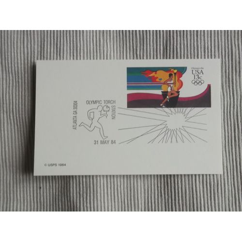Carte Postale Parcours Flamme Olympique Los Angeles 1984 (Atlanta 31 Mai 1984)