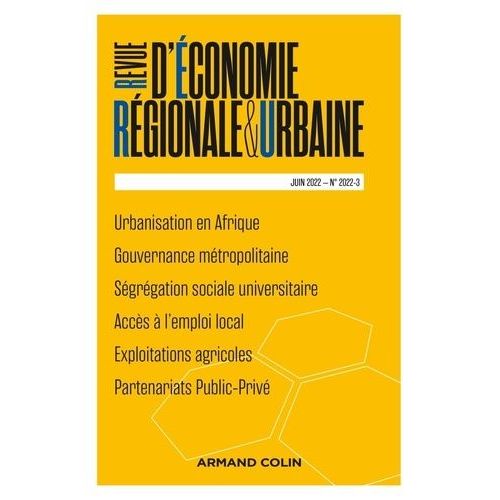 Revue D'économie Régionale Et Urbaine Nº3/2022