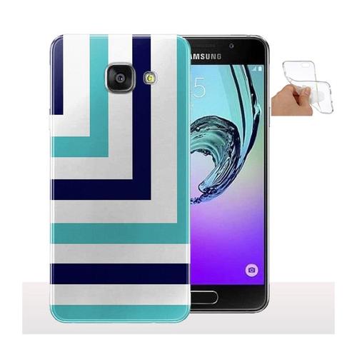 Coque A5 (2016) Quadri Bleue - Housse, Etui Silicone Samsung Galaxy