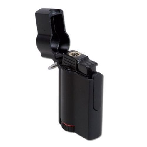 Briquet Aventurier Rechargeable Avec Boussole Acier Noir Mat