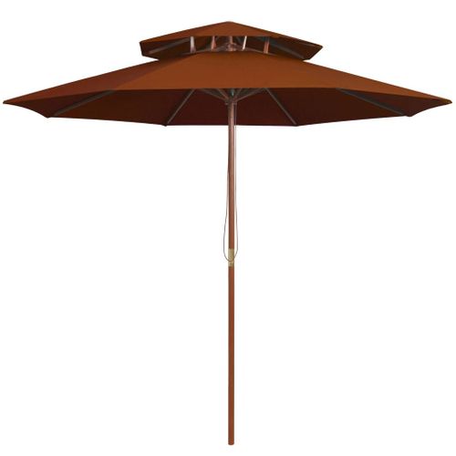 Parasol Double Avec Mât En Bois Terre Cuite 270 Cm Helloshop26 02_0008444