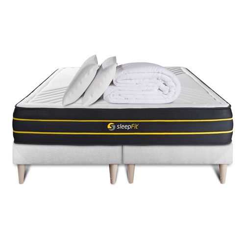 Pack matelas ULTRA 180x200 + double sommiers blanc 90x200 + Couette + 2 oreillers