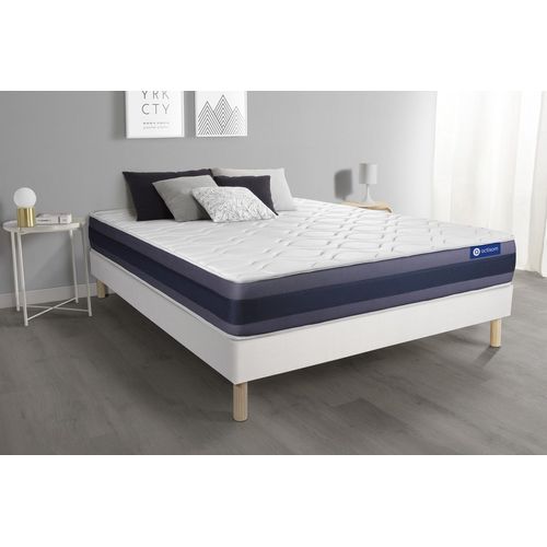 Ensemble Matelas Memoire De Forme Actimemo Morpho 140x200 Maxi Epaisseur 5zones De Confort + Sommier Kit Blanc