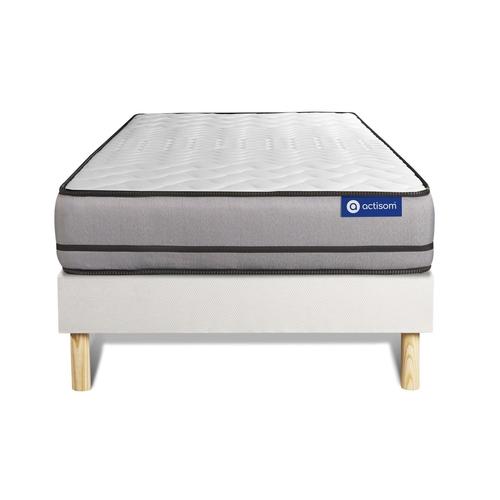 Ensemble Matelas Actilatex 90x190cm 2 Faces A Mémoire De Forme + Latex 3zones De Confort + Sommier Kit Blanc