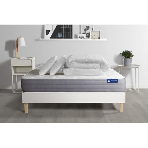 Pack Prêt A Dormir Matelas Actilatex Dream Latex Et Memoire De Forme 160x200 Cm + Sommier Kit Blanc + 2 Oreillers + Couette