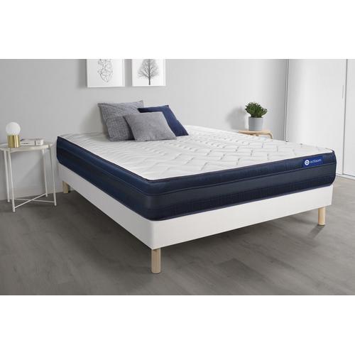 Ensemble Matelas Actilatex Tech 140x190 Memoire De Forme Maxi Epaisseur 5zones De Confort + Sommier Kit Blanc