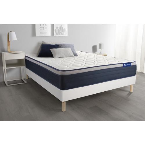 Ensemble Matelas Latex+Memoire De Forme Actilatex Max 180x200 Cm Maxi Epaisseur 7zones De Confort + Sommier Kit Blanc