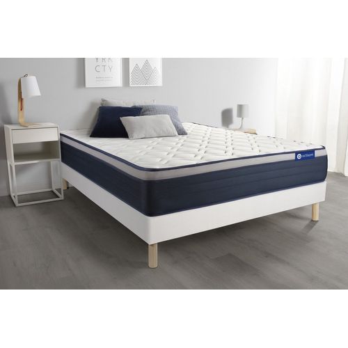 Ensemble Matelas Latex+Memoire De Forme Actilatex Max 140x190 Cm Maxi Epaisseur 7zones De Confort + Sommier Kit Blanc