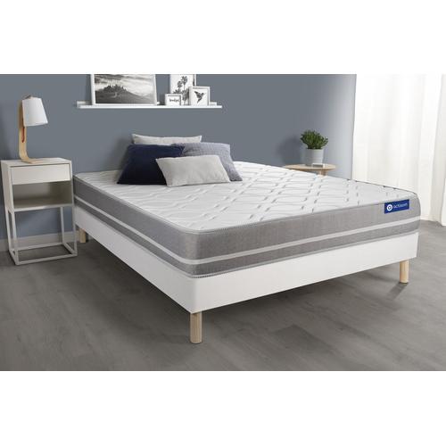 Ensemble Matelas Ressorts Ensaches Actiflex Touch 140x200 3zones De Confort + Sommier Kit Blanc