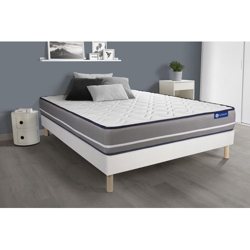 Ensemble Matelas Ressorts Ensaches Actiflex Pur 180x200cm 3zones De Confort + Sommier Kit Blanc