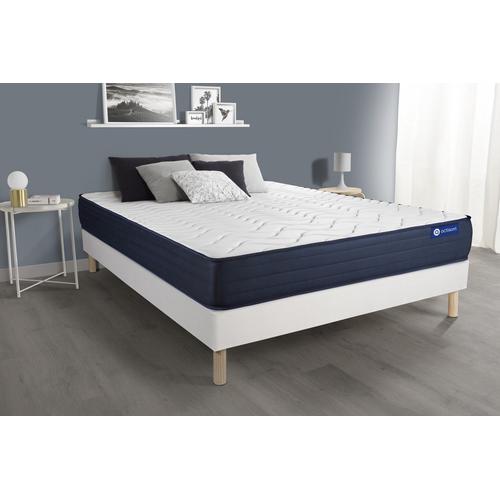 Ensemble Matelas Actiflex Life 200x200 Ressorts Ensaches Et Memoire De Forme 5zones De Confort + Sommier Kit Blanc