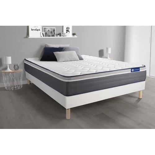 Ensemble Matelas Actimemo Plus 180x200 Memoire De Forme Maxi Epaisseur 7zones De Confort + Sommier Kit Blanc