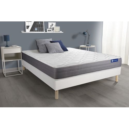 Ensemble Matelas Actiflex Dream Ressorts Ensaches Et Memoire De Forme 180x200 Cm 5zones De Confort + Sommier Kit Blanc