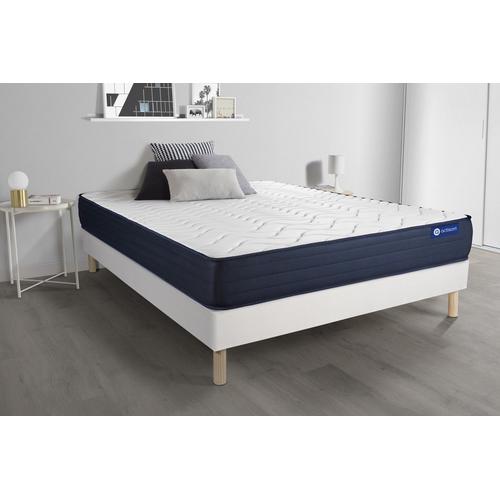 Ensemble Matelas Actilatex Life 200x200 Latex Et Memoire De Forme 5zones De Confort + Sommier Kit Blanc